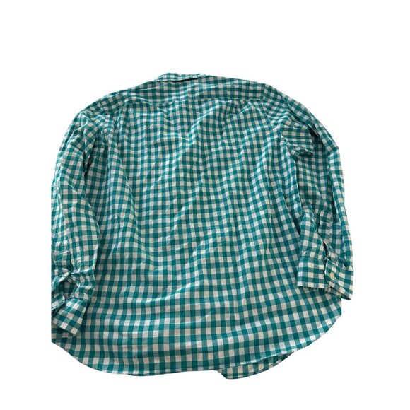 Tailored by J.Crew Mens Teal Gingham check button down all Cotton poplin Shirt L - Picture 9 of 10